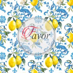 Mavi Sarı Limon Desenli Kumaş