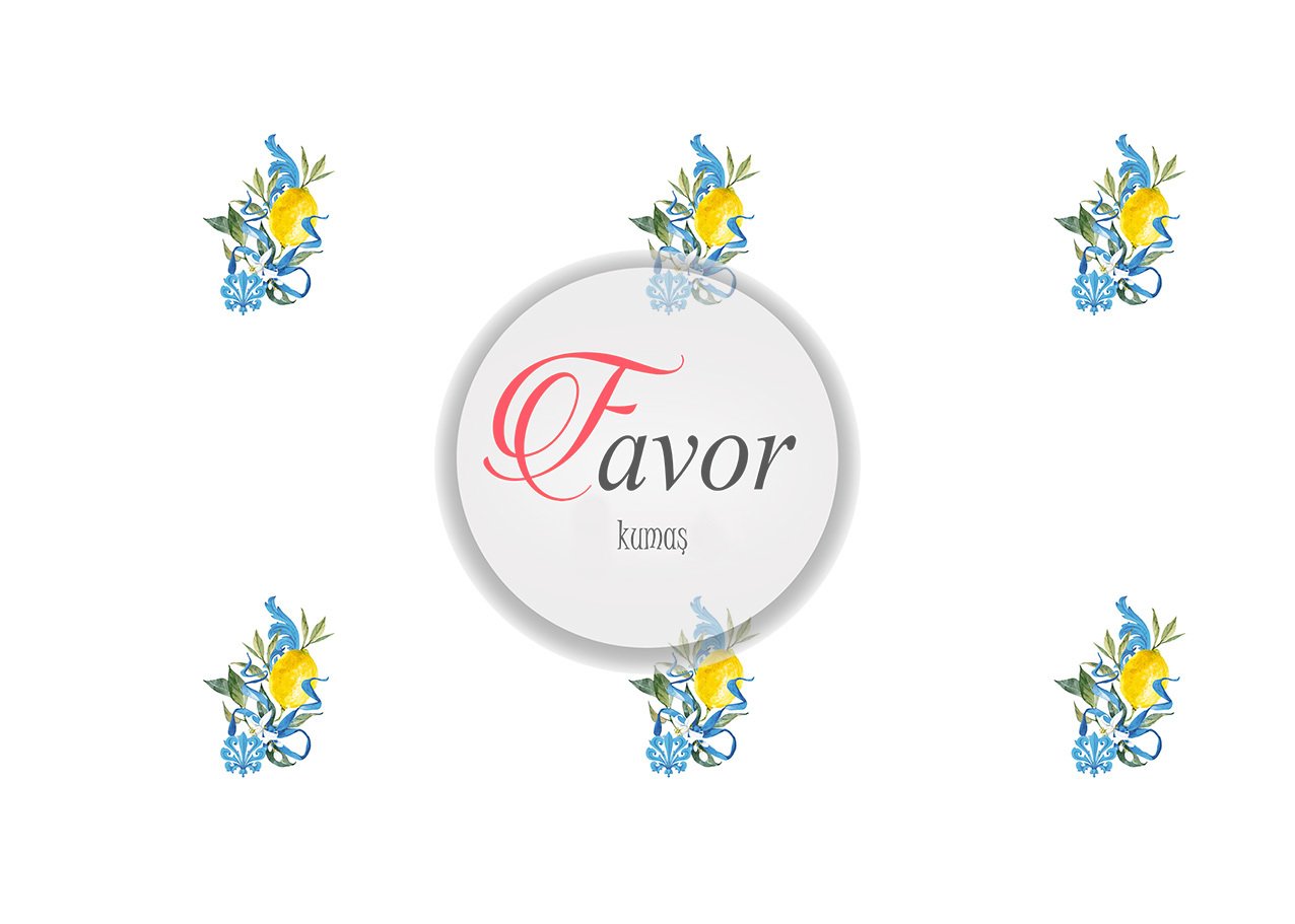 Mavi Sarı Limon Desenli Kumaş 1 mt -6 adet supla