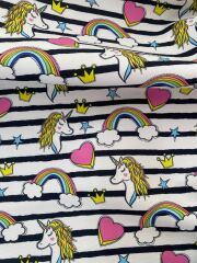 Gökkuşağı Unicorn Desenli Kumaş