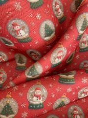 Kar Küresi Desenli Kumaş