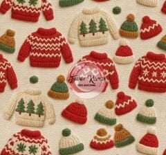 Yılbaşı Kazakları Desenli Kumaş