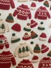 Yılbaşı Kazakları Desenli Kumaş