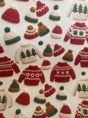 Yılbaşı Kazakları Desenli Kumaş