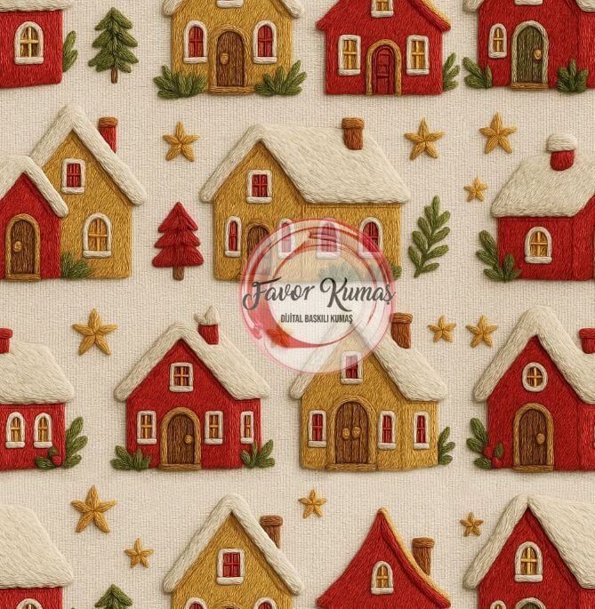 Yılbaşı Köyü Desenli Kumaş