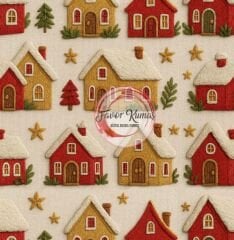 Yılbaşı Köyü Desenli Kumaş