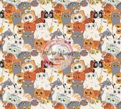 Kedi Desenli Döşemelik Kumaş