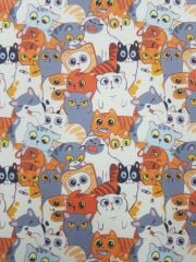 Kedi Desenli Döşemelik Kumaş