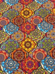 Turuncu Tonlu Mandala Desenli Kumaş