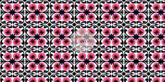 Siyah Pembe Geometrik Desenli Kumaş