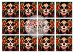 Kurukafa Makyajlı Kadın Desenli Kumaş kahveli kız-30x30 cm pano