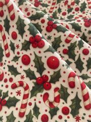 Yılbaşı Şekeri Desenli Kumaş