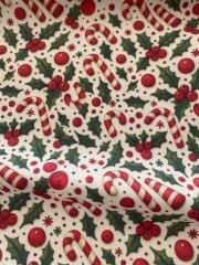 Yılbaşı Şekeri Desenli Kumaş