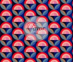 Retro Geometrik Desenli Kumaş