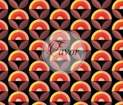 Retro Geometrik Desenli Kumaş