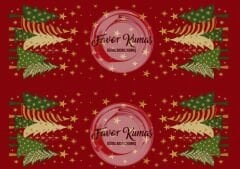 3D  Yıldızlı Çamlar Yılbaşı Runner ve Kırlent Kumaşı