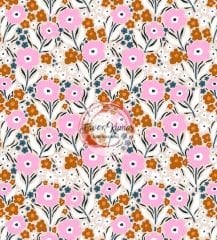 Pembe Menekşe Desenli Kumaş 2