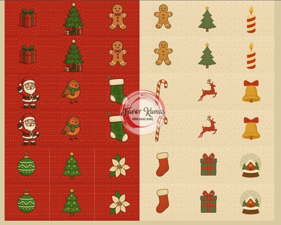 Yılbaşı Desenli Cüzdan Kumaşı 2