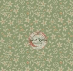 Retro Yeşil Çiçekler Desenli Kumaş