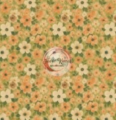 Romantik Şeftali Çiçekleri Desenli Kumaş