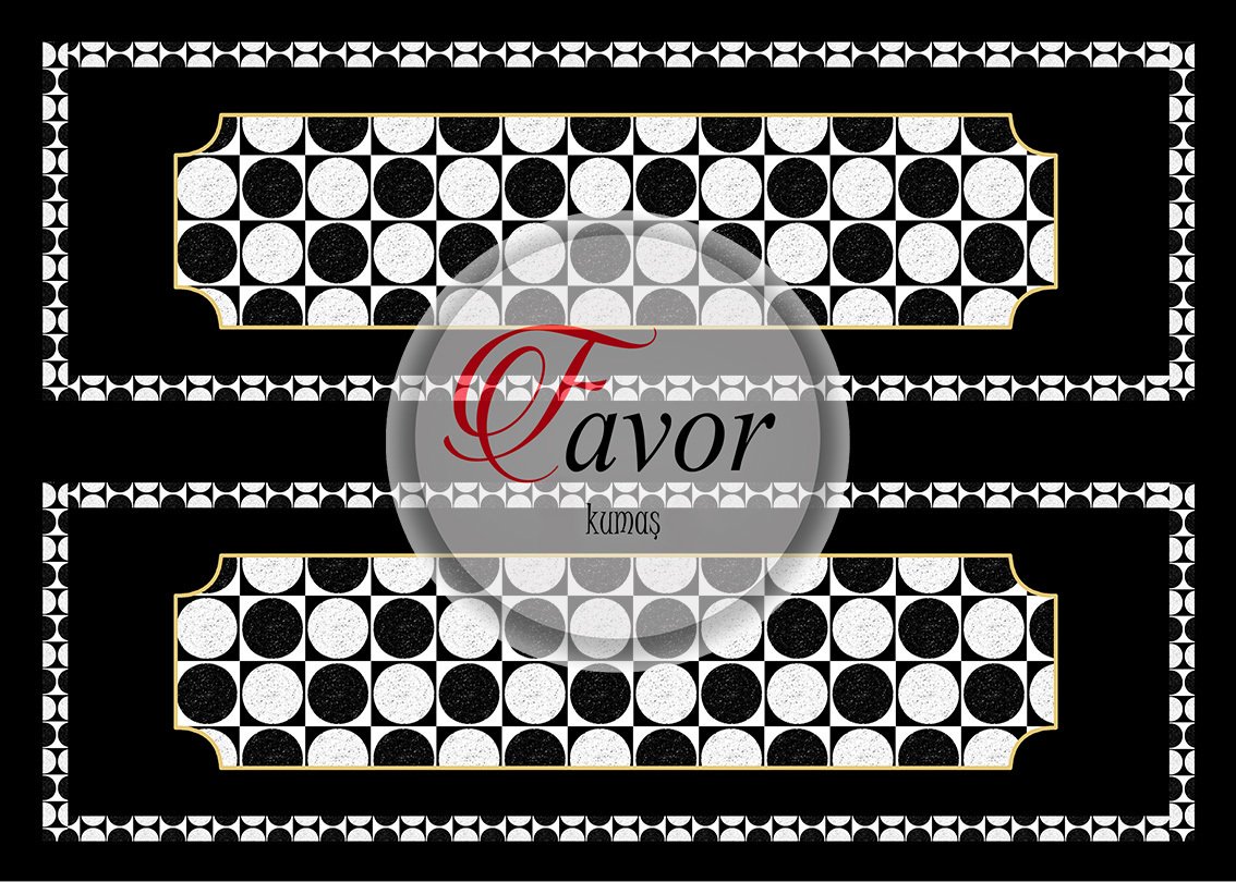 Dama Desenli Runner Kumaşı 1mt-daire desenli runner