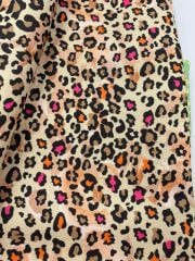 Pembe Turuncu Leopar Desenli Kumaş