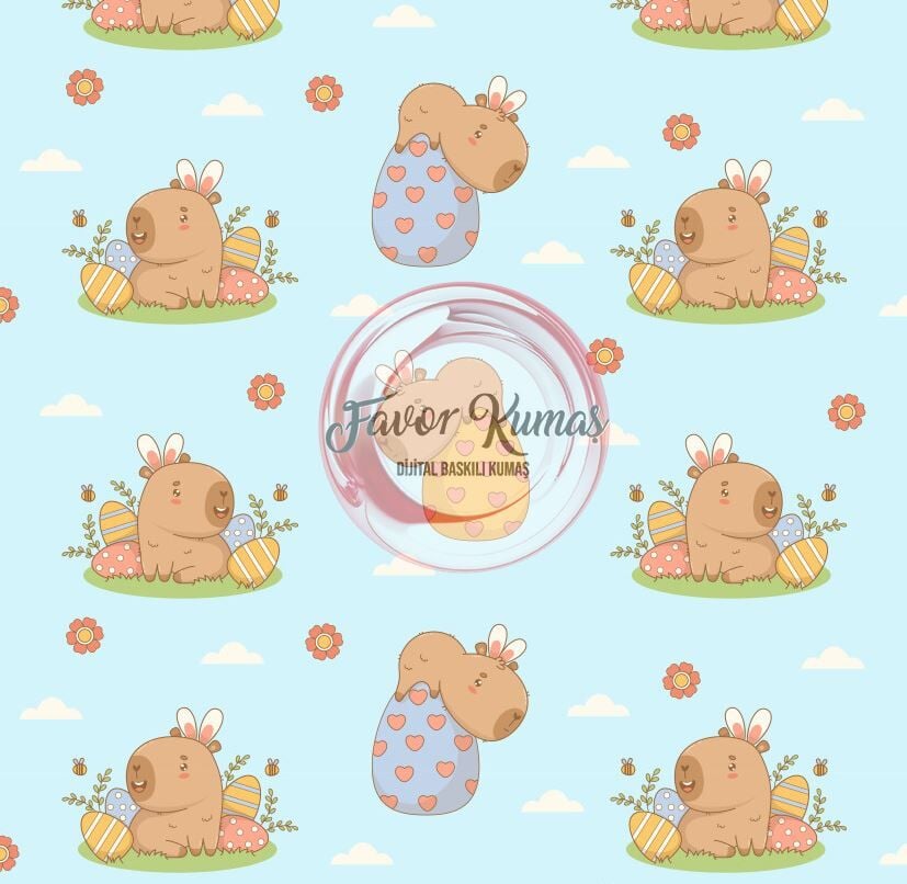 Capybara Desenli Kumaş
