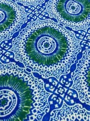 Yeşil Mavi Yuvarlak Desenli Kumaş