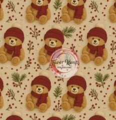 3D Yılbaşı Teddy Bear Desenli Kumaş