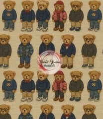 3D Teddy Bear Desenli Kumaş