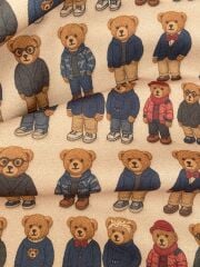 3D Teddy Bear Desenli Kumaş