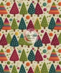 3D Yılbaşı Nakışlı Ağaç Desenli Kumaş