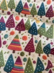 3D Yılbaşı Nakışlı Ağaç Desenli Kumaş