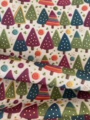 3D Yılbaşı Nakışlı Ağaç Desenli Kumaş