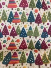 3D Yılbaşı Nakışlı Ağaç Desenli Kumaş