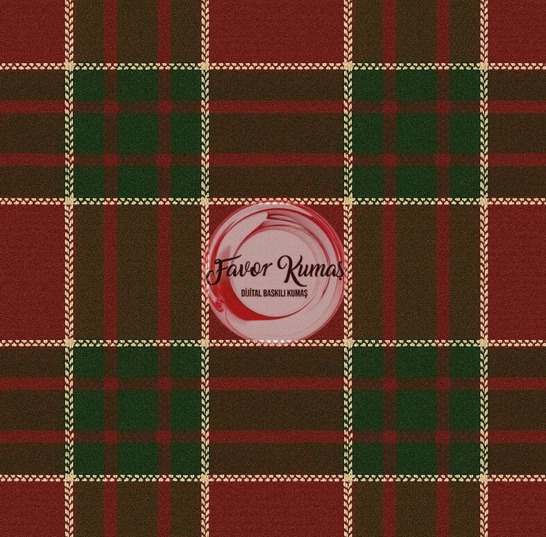 3D Yılbaşı Ekose Desenli Kumaş 3
