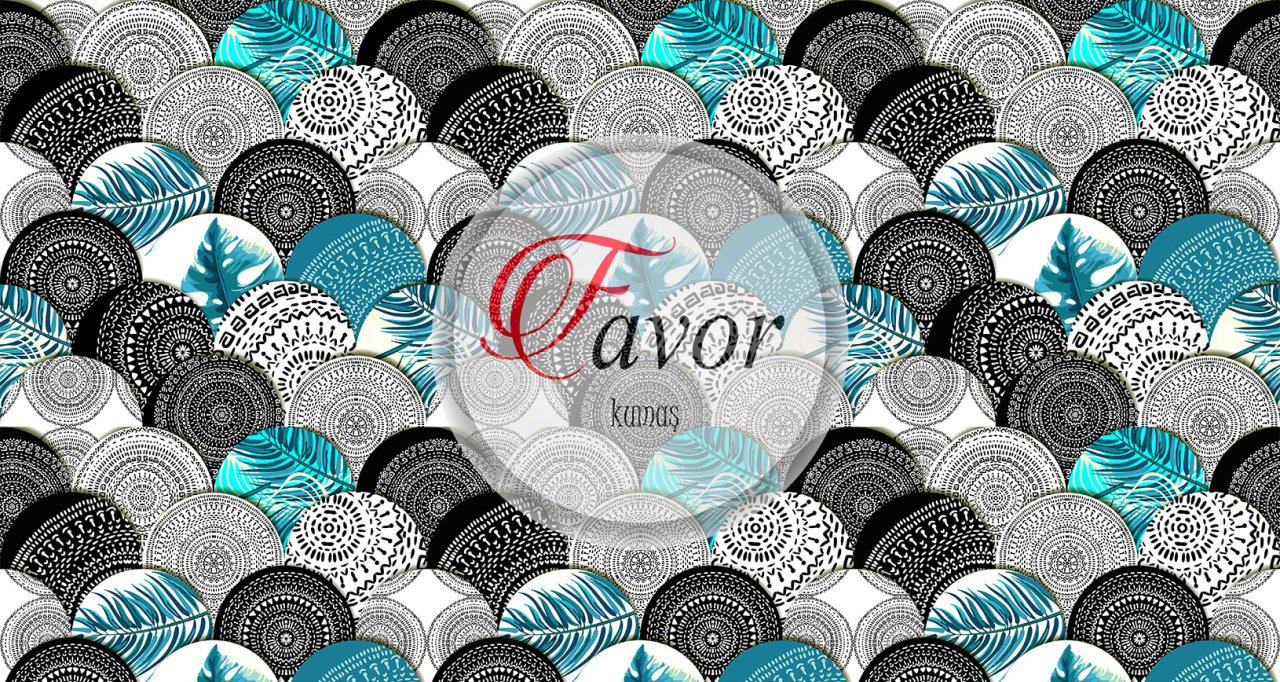 Siyah Mavi Mandala Desenli Kumaş 1 mt -2 adet runner