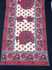 Kırmızı Lacivert Desenli Runner Kumaşı