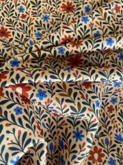 Vintage Temalı Geometrik Çiçekler  Desenli Kumaş