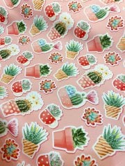 Kaktüs Sticker Desenli Kumaş