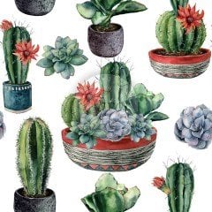 Saksı Kaktüs Desenli Kumaş 5
