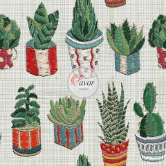 Nakış Kaktüs Desenli Kumaş