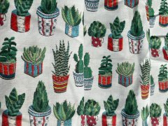 Nakış Kaktüs Desenli Kumaş