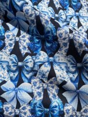 Mavi Kurdeleler  Desenli Kumaş