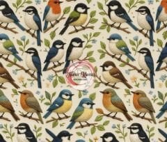 Nakış Kuşlar Ve Dallar Desenli Kumaş
