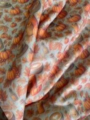 Sonbahar Balkabağı Kahve Desenli Kumaş