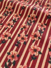 Boncuk İşlemeli Çiçekler Desenli Kumaş