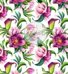 Mor Manolya Desenli Kumaş