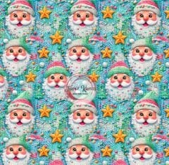 3D Noel Baba Örgü Desenli Kumaş