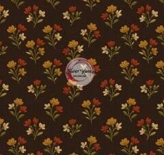 Koyu Sonbahar Buketi Desenli Kumaş