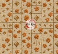 Nakışlı Karo Bahçesi Desenli Kumaş